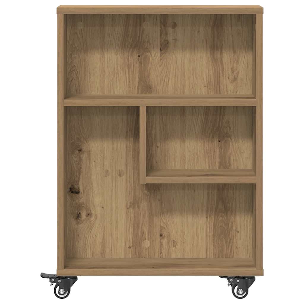 smal opbevaringsvogn 48x13x68 cm konstrueret træ egetræsfarve - Image 4