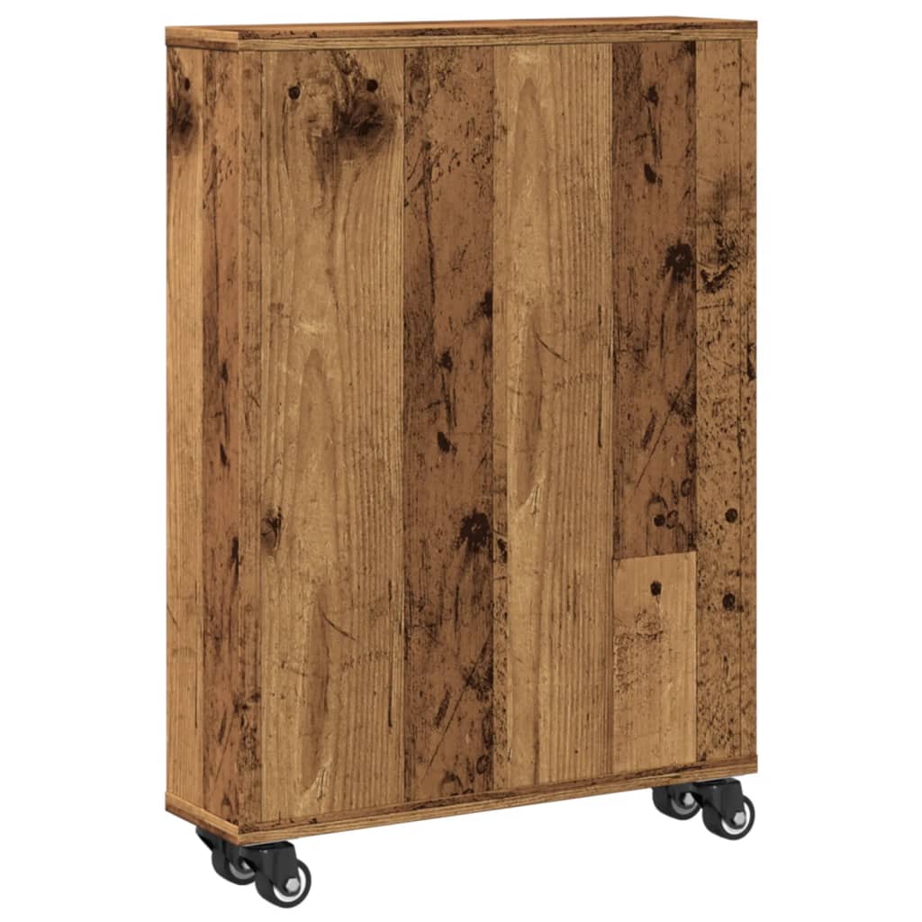 smal opbevaringsvogn 48x13x68 cm konstrueret træ gammelt træ - Image 6
