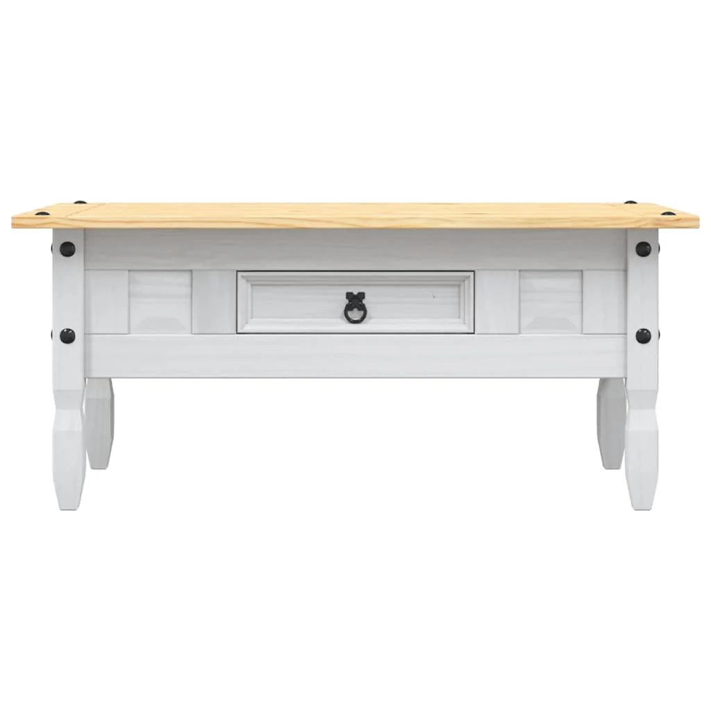 sofabord 100 x 55 x 44 cm fyrretræ Corona-serien hvid - Image 4