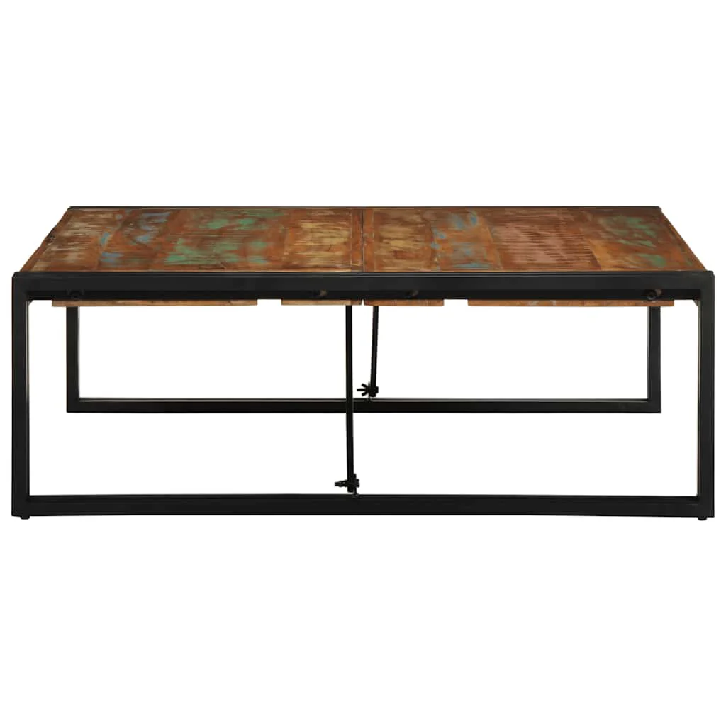 sofabord 100x100x35 cm massivt genbrugstræ flerfarvet - Image 3