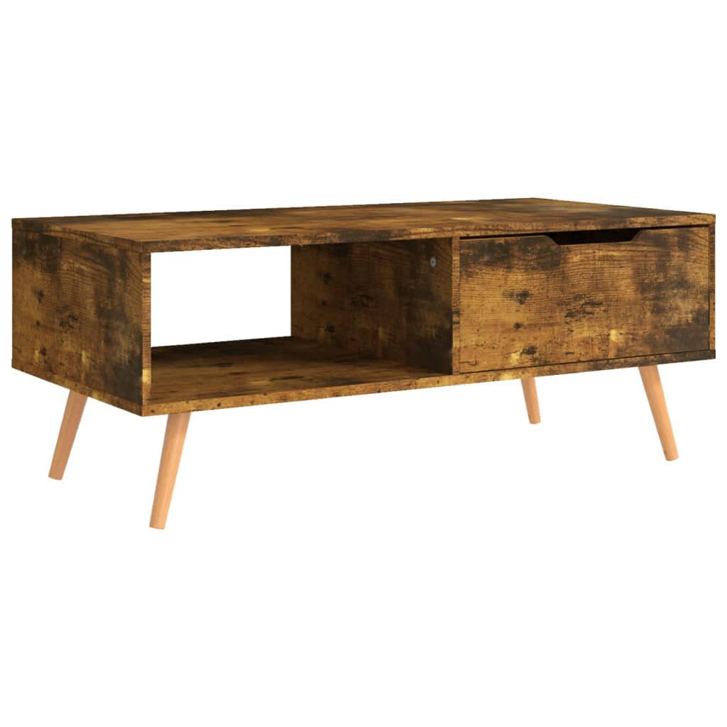 sofabord 100x49,5x43 cm konstrueret træ røget eg - Image 2