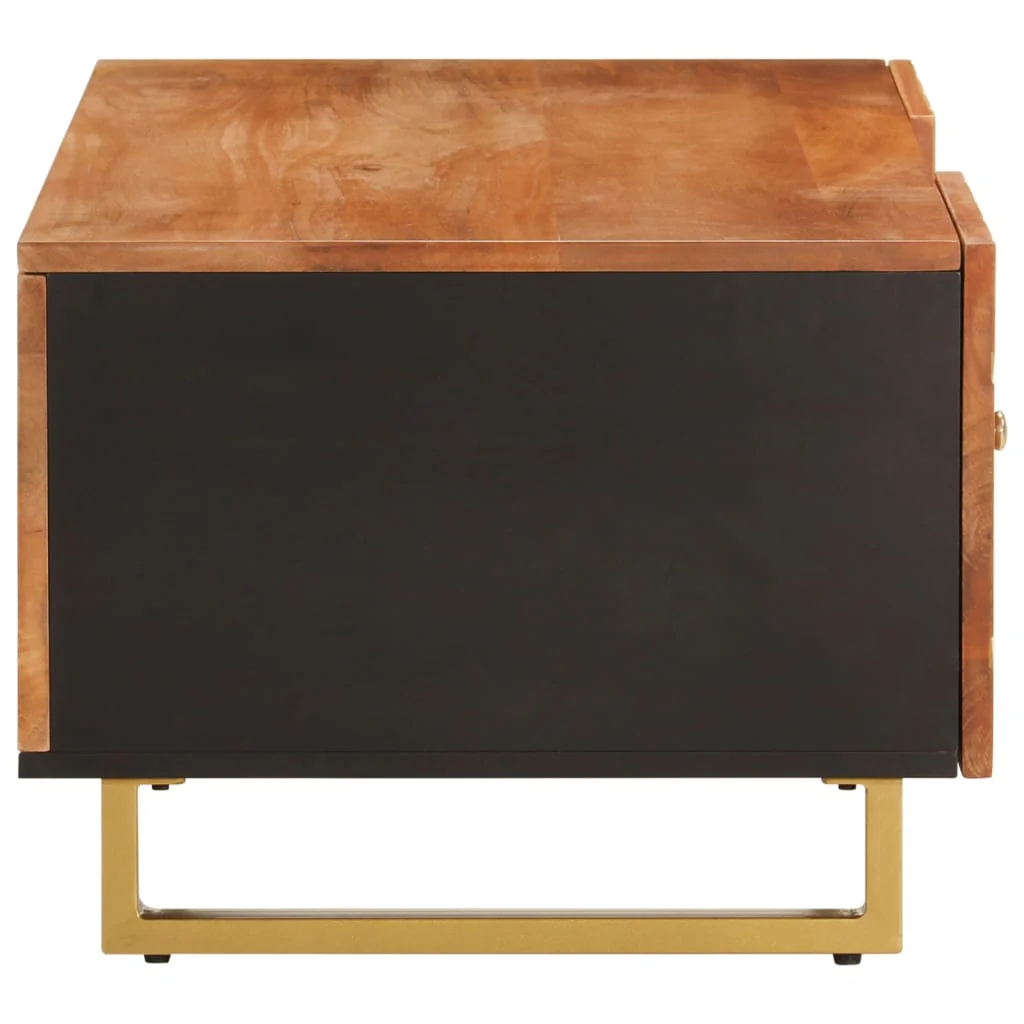 sofabord 100x54x40 cm massivt mangotræ brun og sort - Image 5