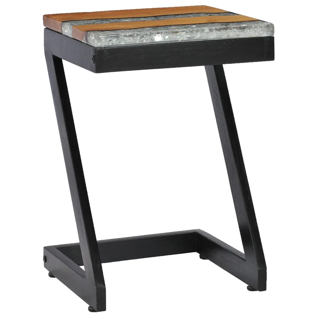 sofabord 30 x 30 x 50 cm massivt teaktræ og polyresin - Image 10