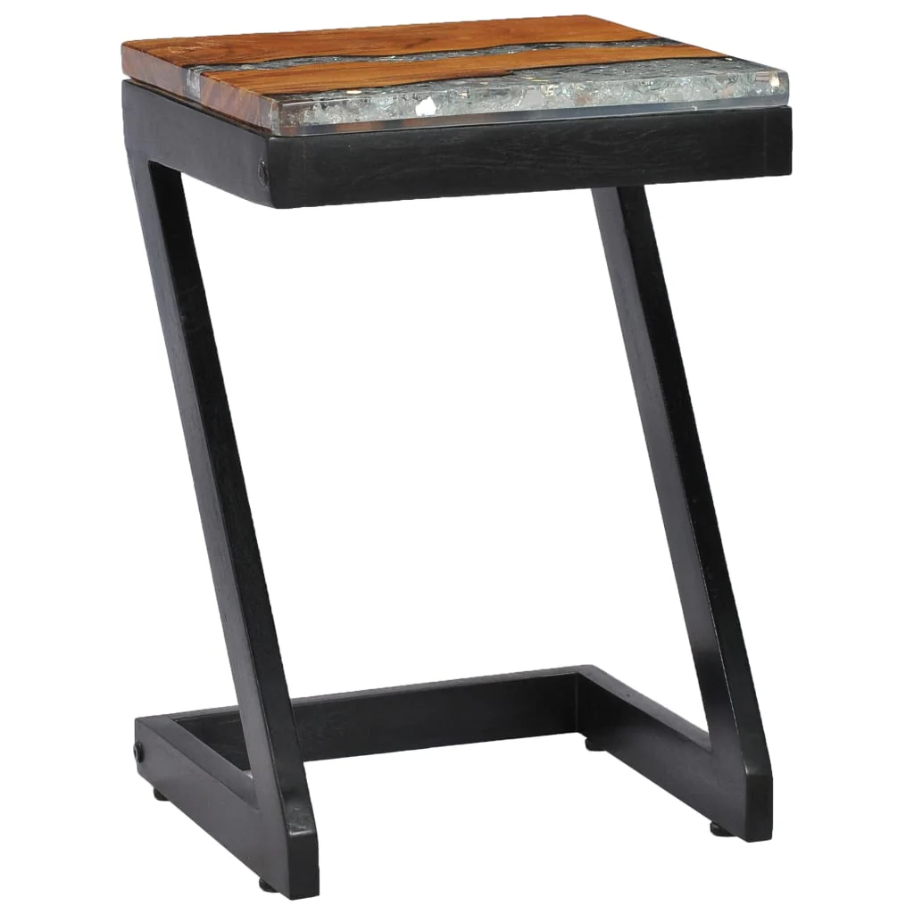 sofabord 30 x 30 x 50 cm massivt teaktræ og polyresin - Image 8