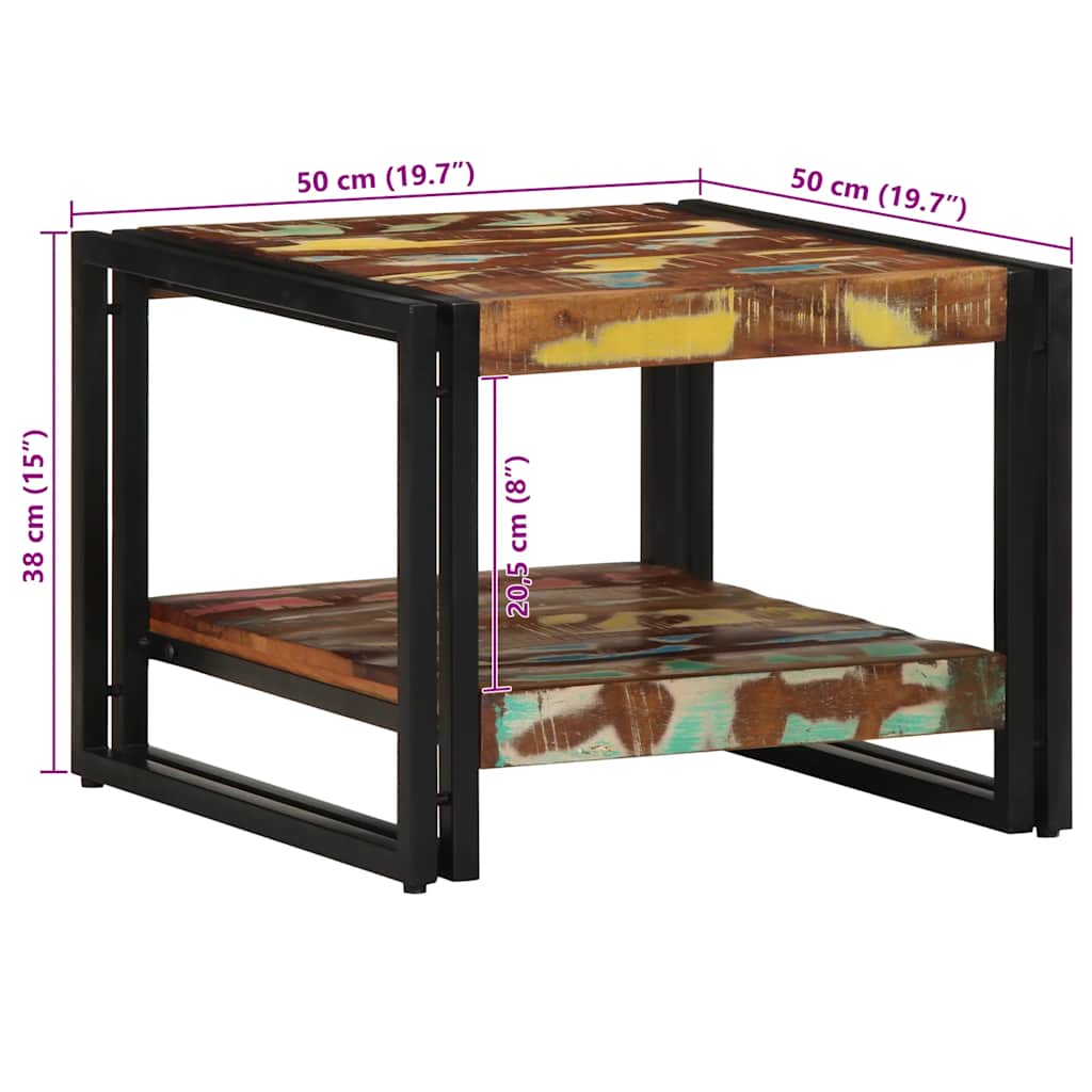 sofabord 50x50x38 cm massivt genbrugstræ flerfarvet - Image 10