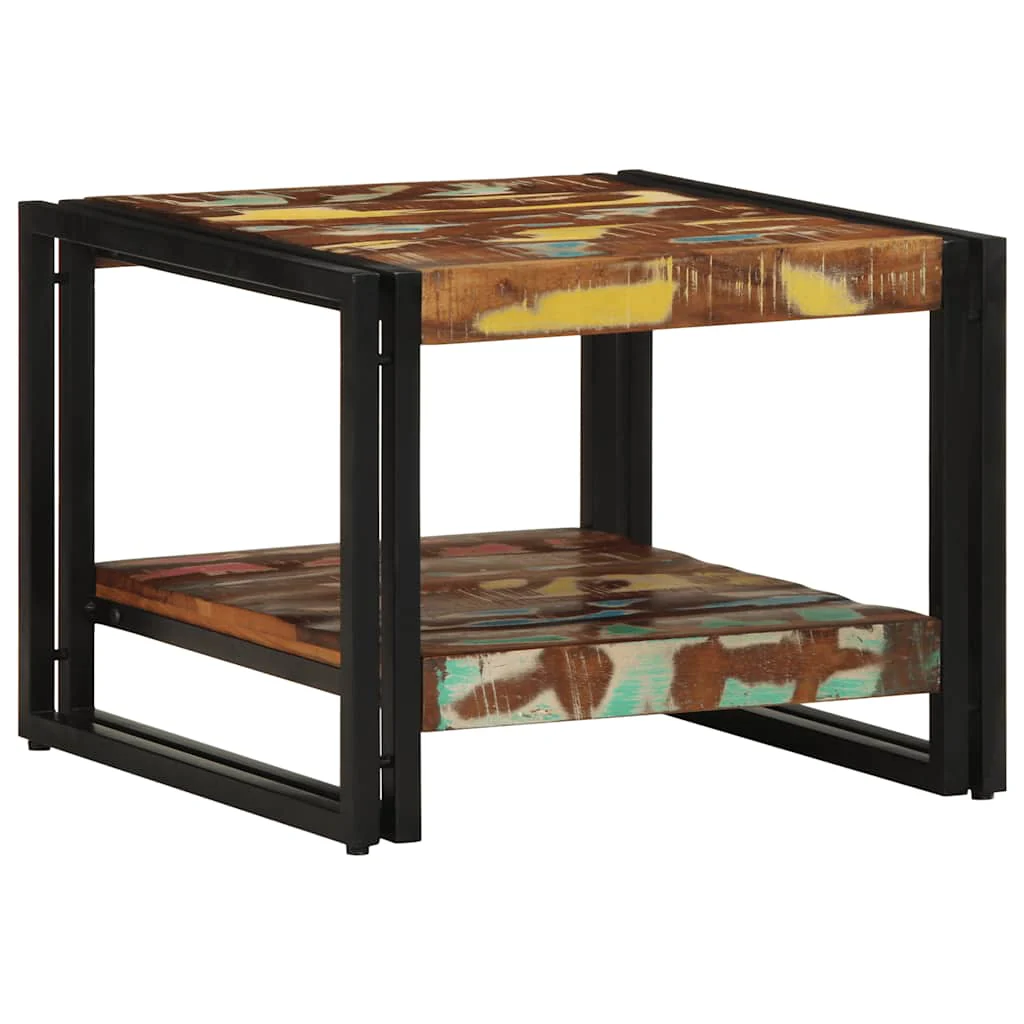 sofabord 50x50x38 cm massivt genbrugstræ flerfarvet - Image 3
