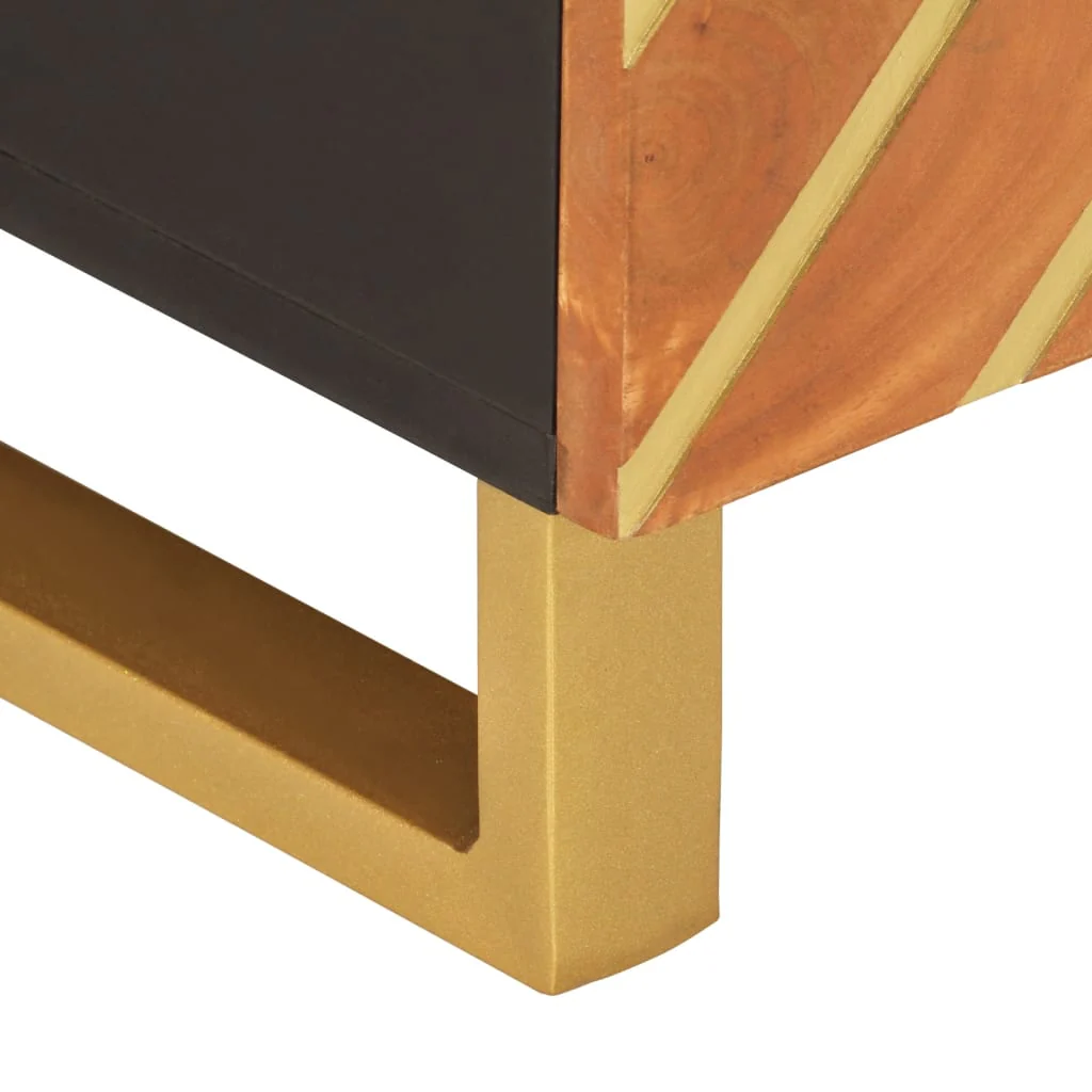 sofabord 80x50x40 cm massivt mangotræ brun og sort - Image 8