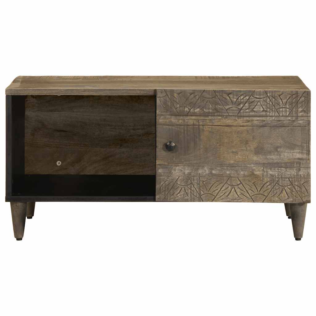 sofabord 80x50x40 cm massivt mangotræ lysegrå - Image 2