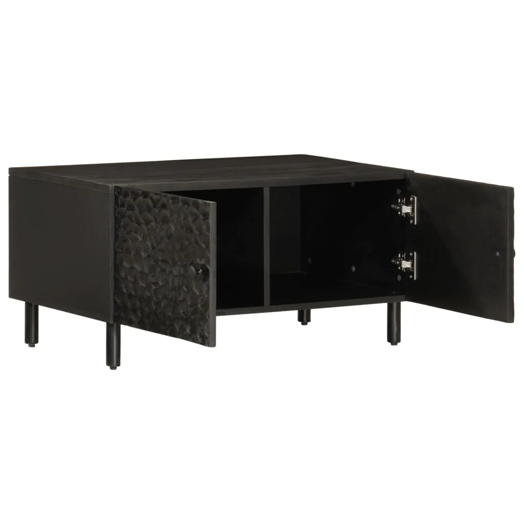 sofabord 80x50x40 cm massivt mangotræ sort - Image 2