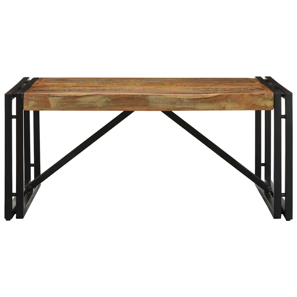 sofabord 80x80x35 cm massivt genbrugstræ flerfarvet - Image 2