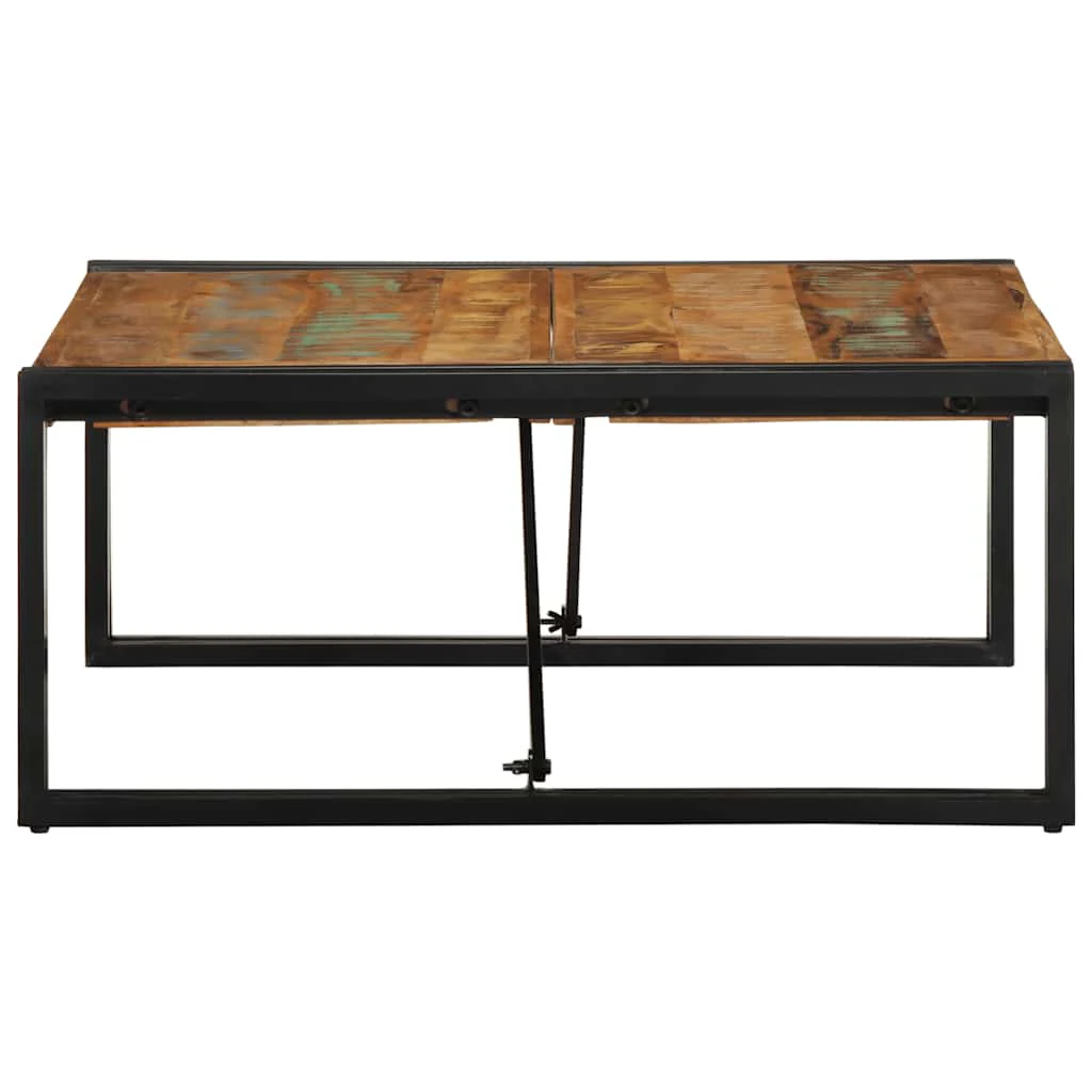 sofabord 80x80x35 cm massivt genbrugstræ flerfarvet - Image 3