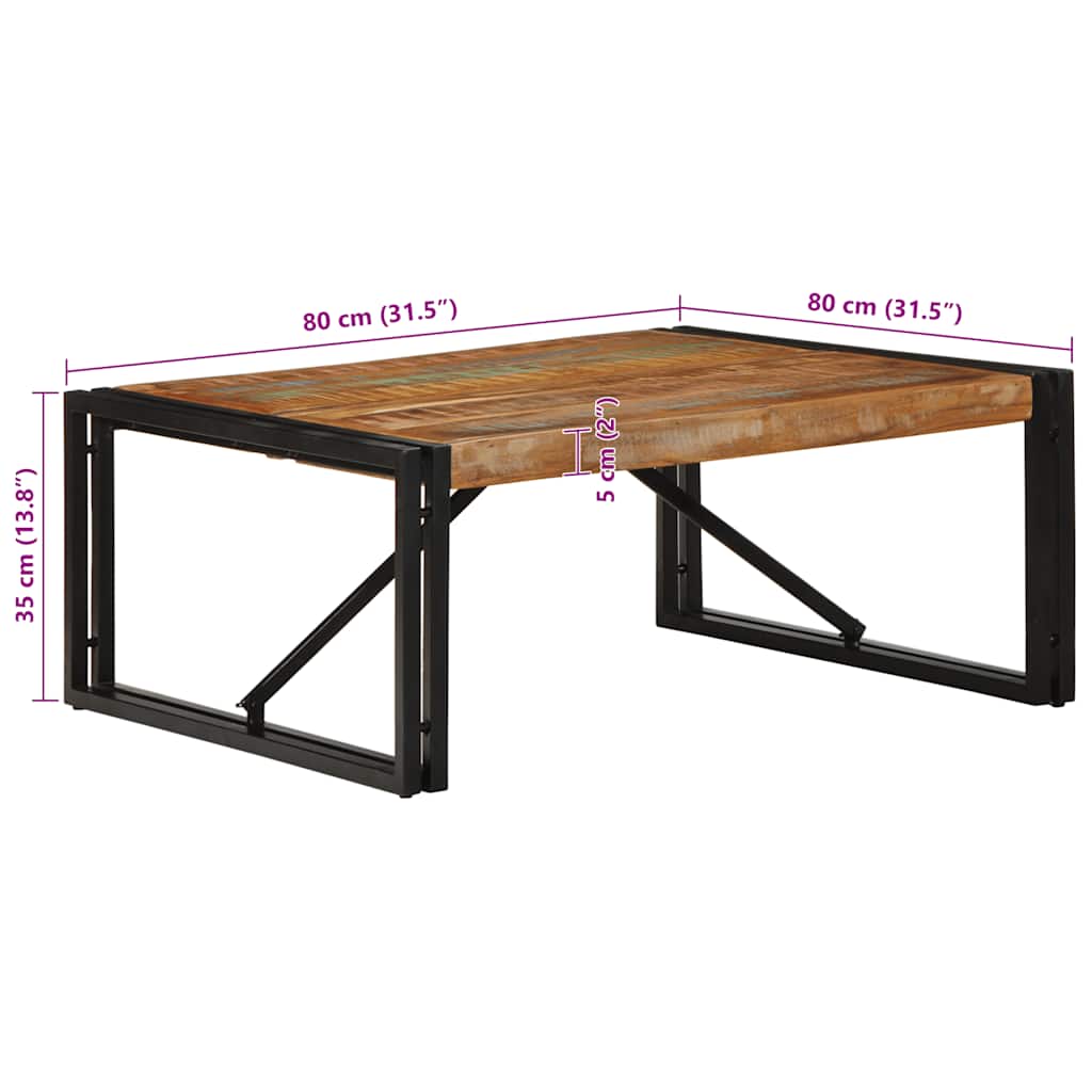 sofabord 80x80x35 cm massivt genbrugstræ flerfarvet - Image 8