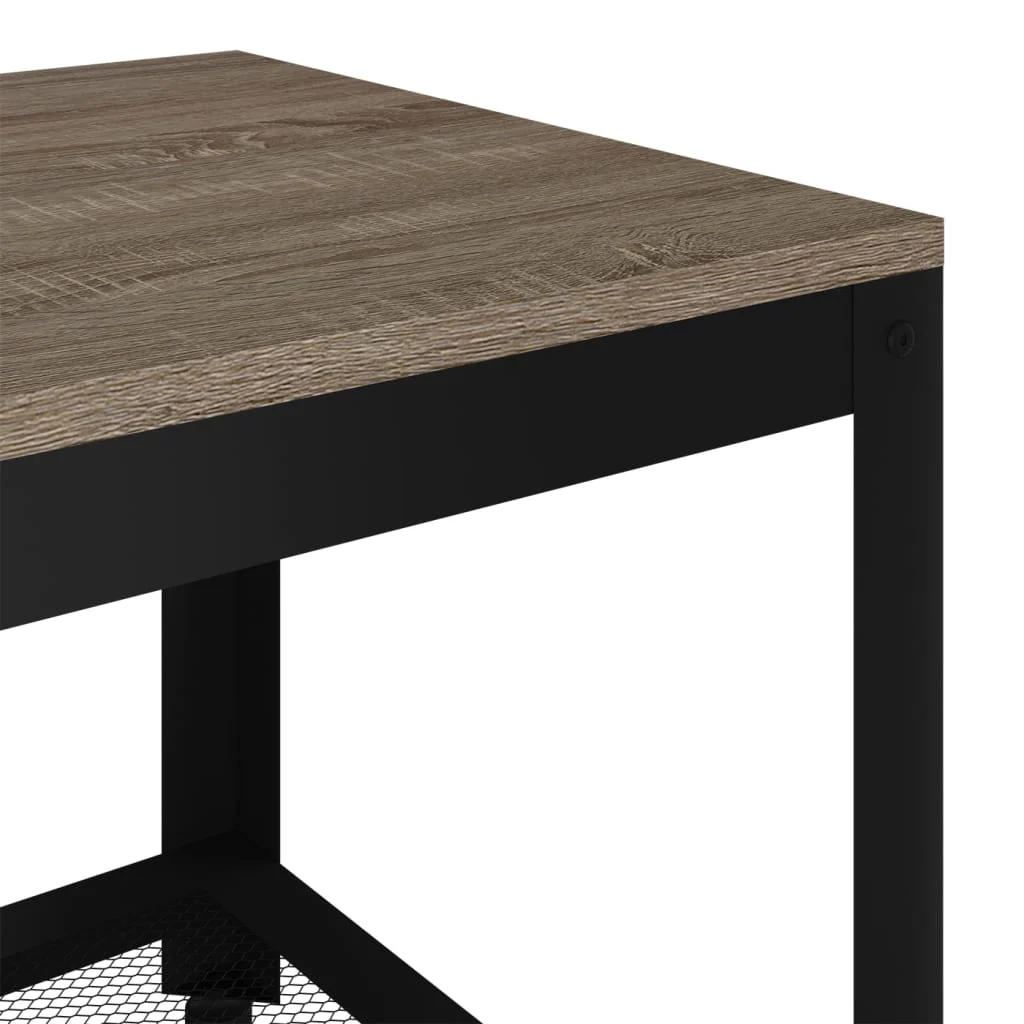 sofabord 90x45x45 cm MDF og jern grå og sort - Image 5