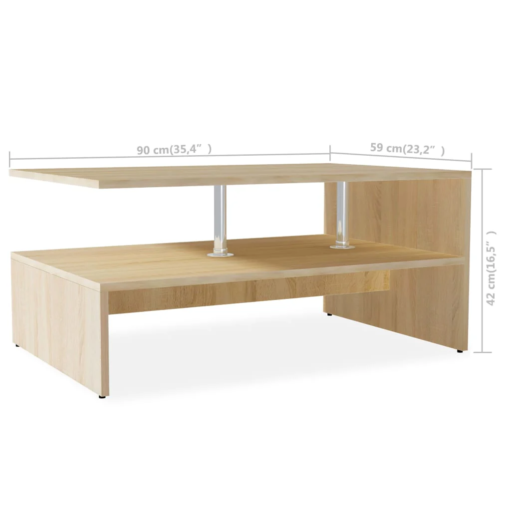 sofabord 90x59x42 cm konstrueret træ egetræsfarvet - Image 6