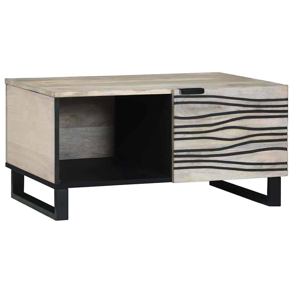 Sofabord Beige og sort 80 x 50 x 40 cm Massivt akacietræ