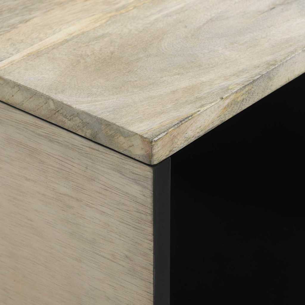 Sofabord Beige og sort 80 x 50 x 40 cm Massivt akacietræ - Image 6