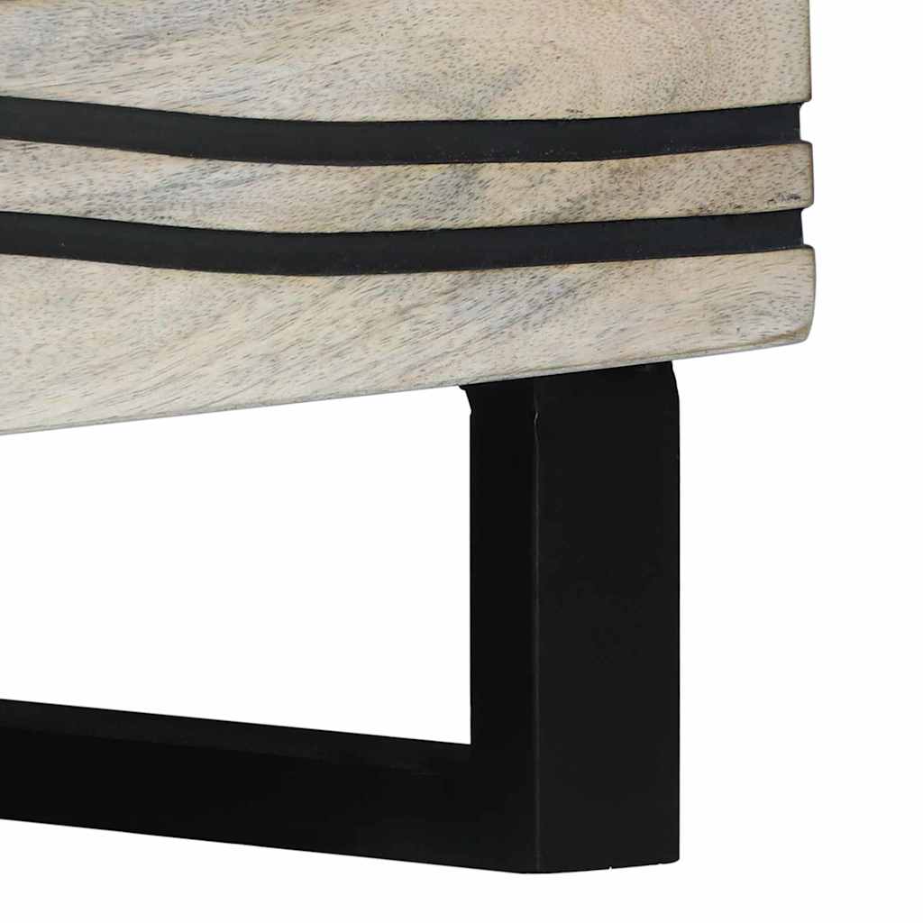 Sofabord Beige og sort 80 x 50 x 40 cm Massivt akacietræ - Image 8