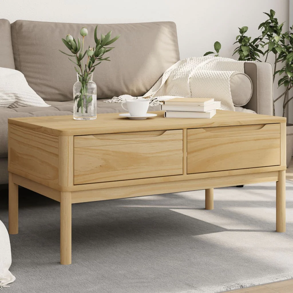 sofabord FLORO 99x55,5x45 cm massivt fyrretræ gyldenbrun