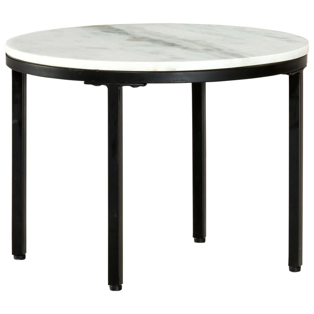 sofabord Ø 50 cm ægte massivt marmor hvid og sort - Image 6