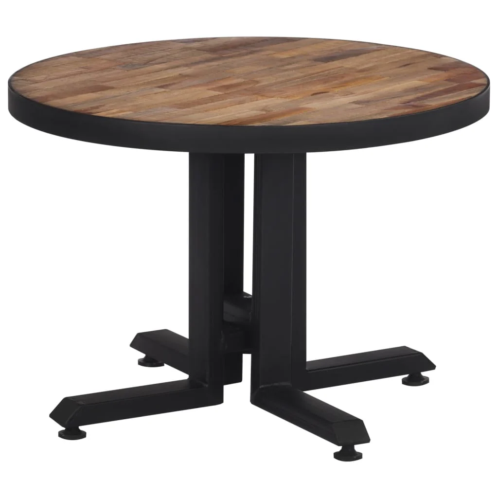 sofabord Ø55x40 cm rundt massivt genbrugsteak - Image 2
