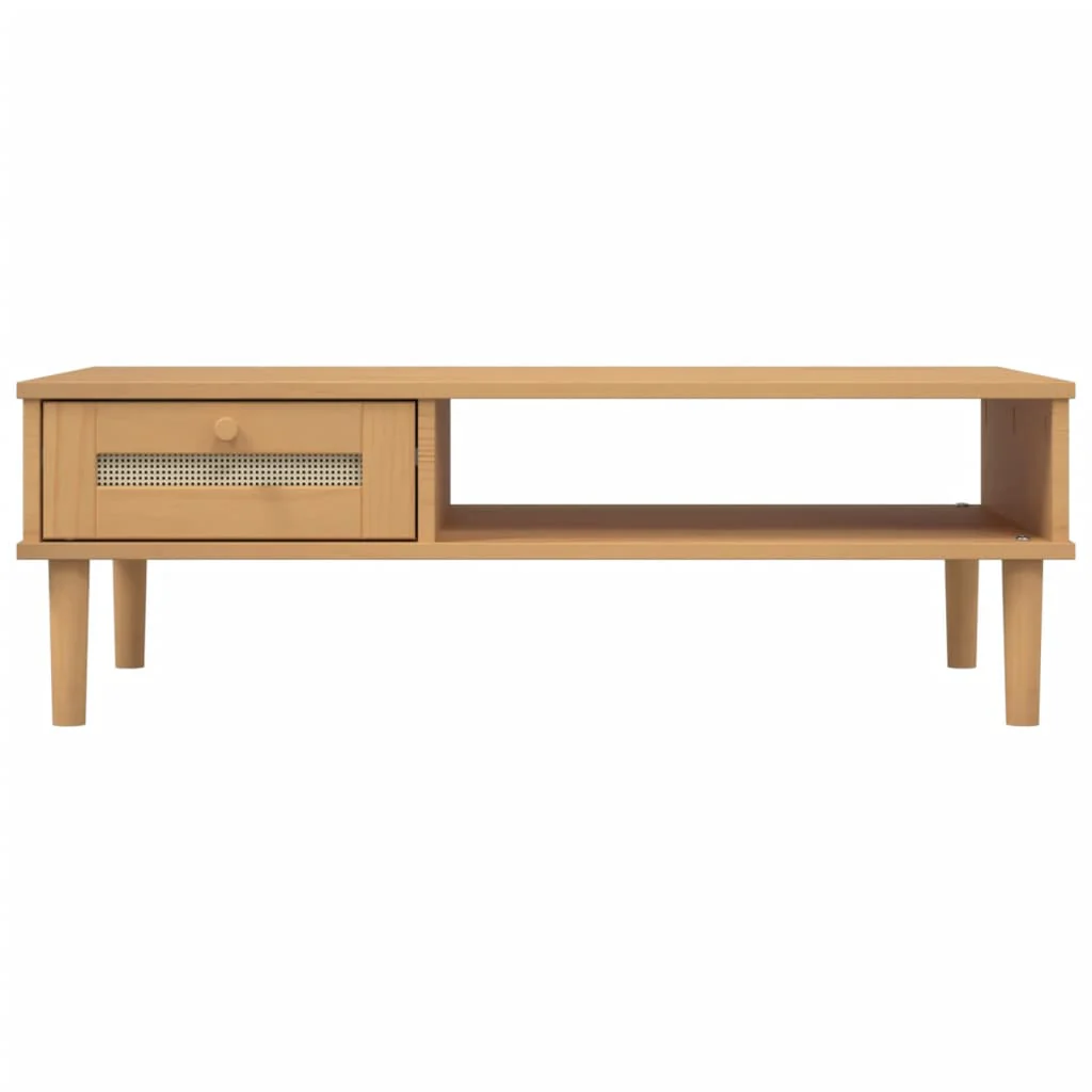 sofabord SENJA 100x55x33 cm rattan-look massivt træ brun - Image 5