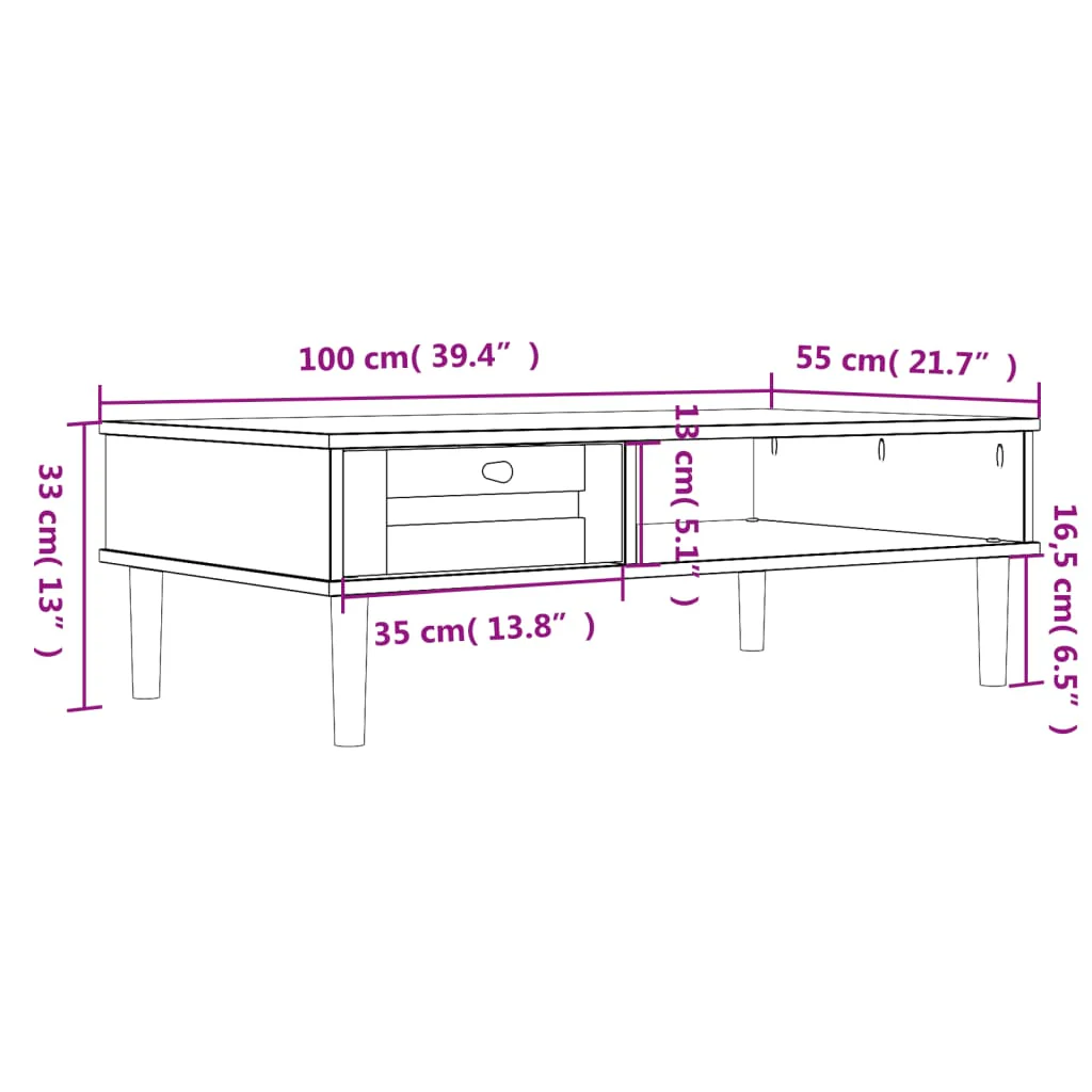 sofabord SENJA 100x55x33 cm rattan-look massivt træ brun - Image 9
