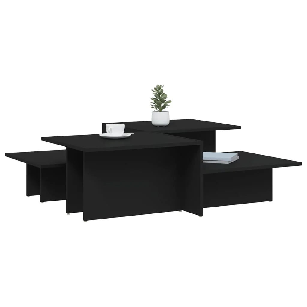 sofaborde 2 stk. konstrueret træ sort - Image 3