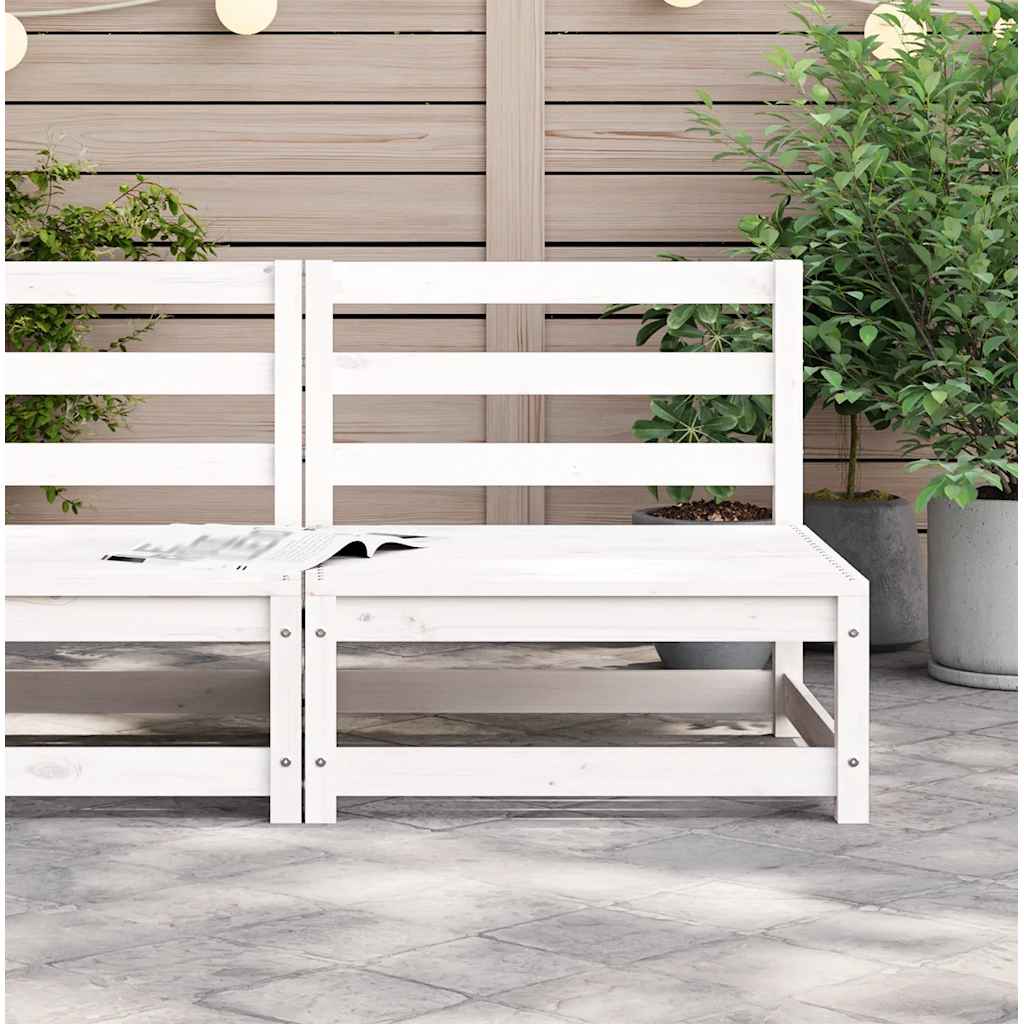 sofamodul til havesofa 70x70x67 cm uden armlæn massivt fyr hvid - Image 3
