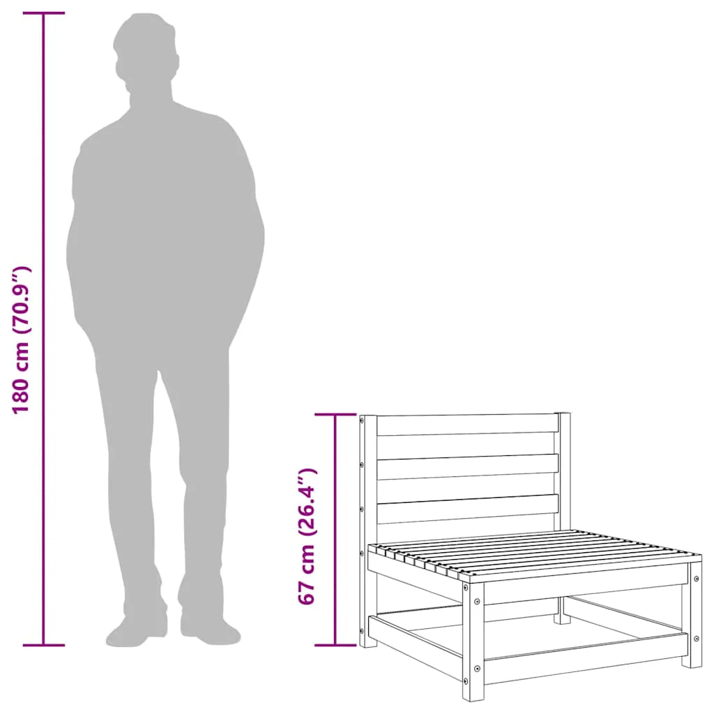 sofamodul til havesofa 70x70x67 cm uden armlæn massivt fyr hvid - Image 8
