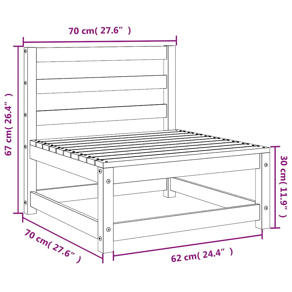sofamoduler 2 stk. 70x70x67 cm uden armlæn massivt douglasgran - Image 9