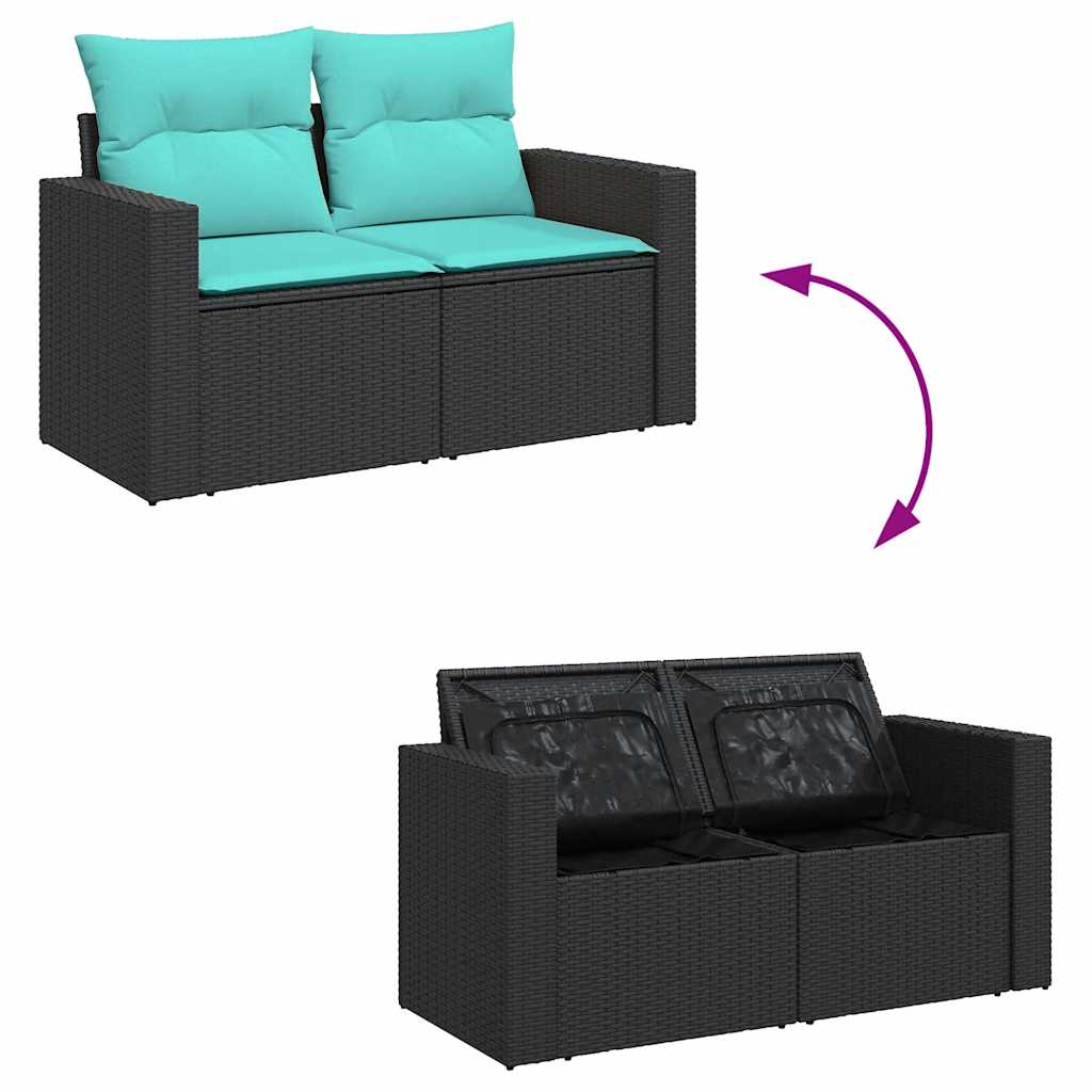 sofasæt til haven 11 dele med hynder polyrattan sort - Image 10