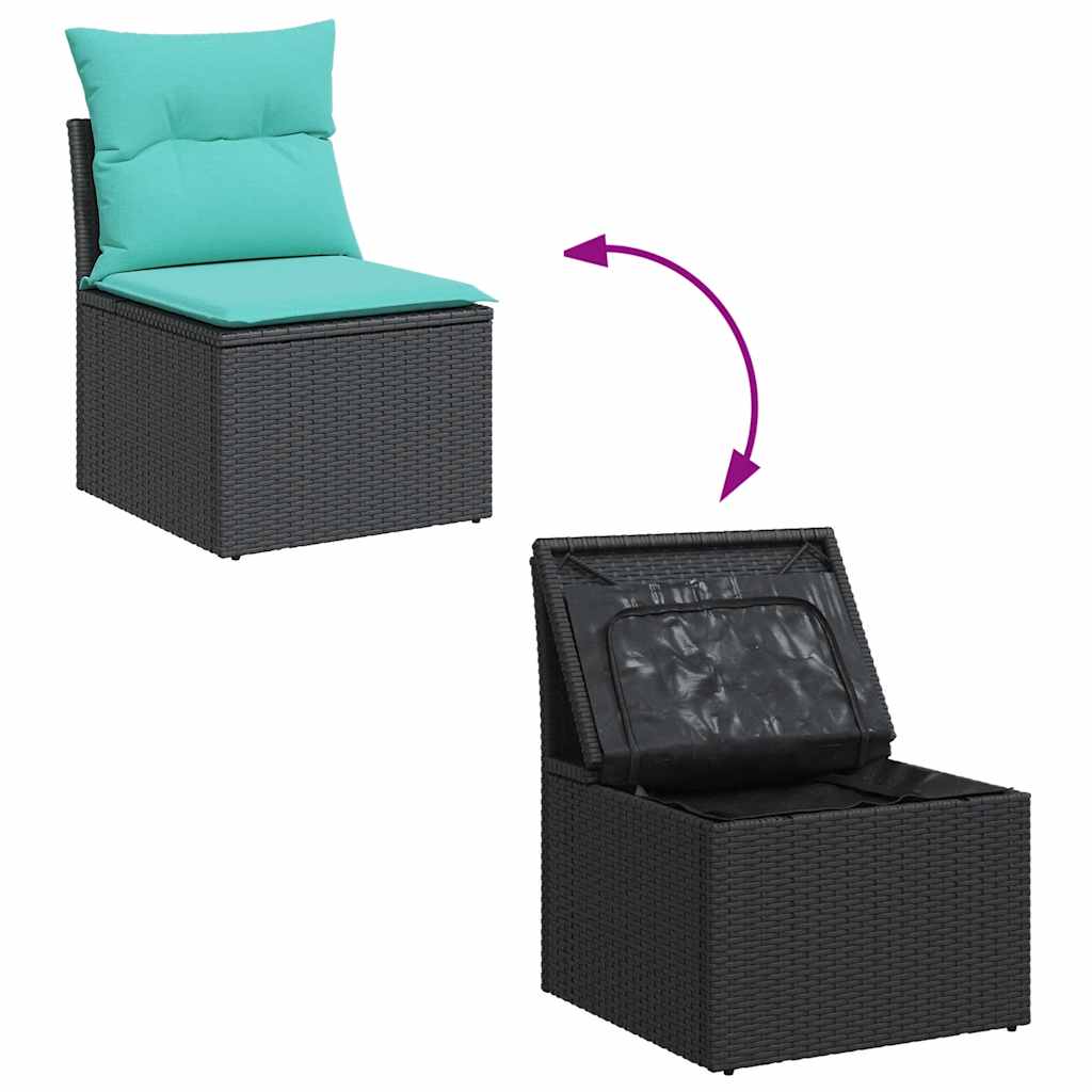 sofasæt til haven 11 dele med hynder polyrattan sort - Image 8