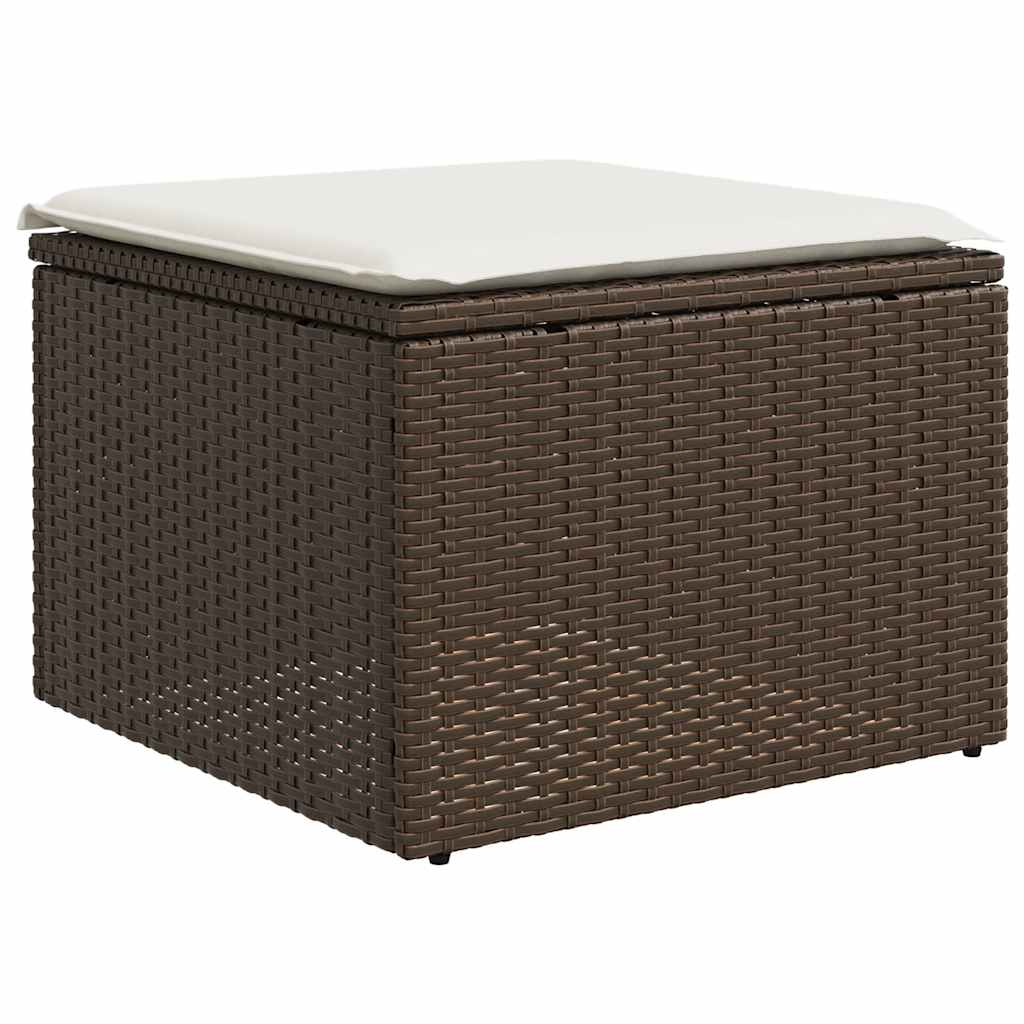 sofasæt til haven 2 dele med hynder polyrattan akacietræ brun - Image 4