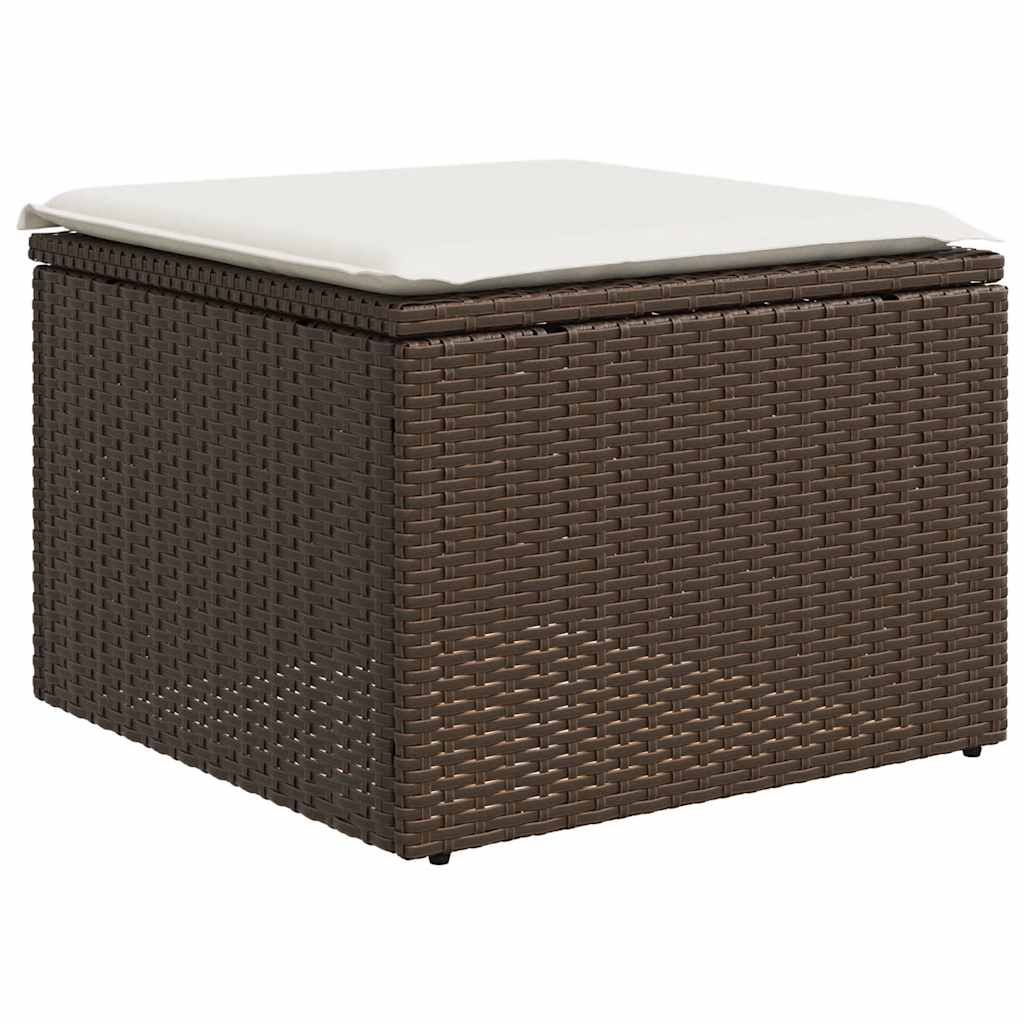 sofasæt til haven 2 dele med hynder polyrattan akacietræ brun - Image 4