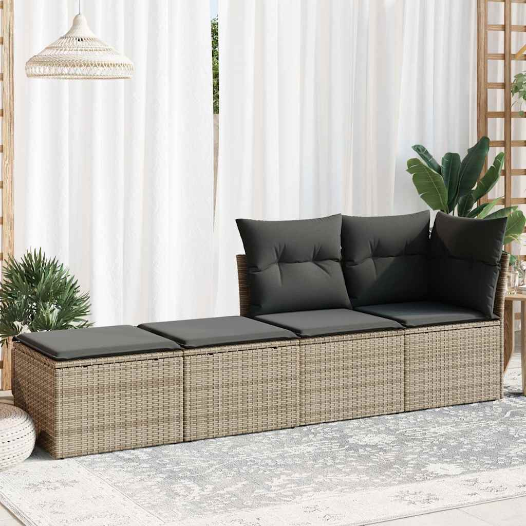 sofasæt til haven 2 dele med hynder polyrattan akacietræ grå - Image 3