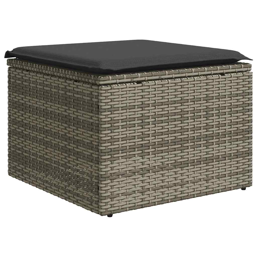 sofasæt til haven 2 dele med hynder polyrattan akacietræ grå - Image 4