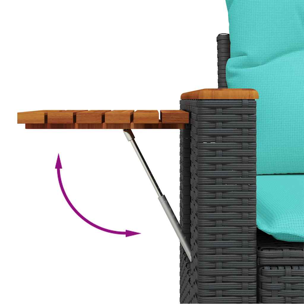 sofasæt til haven 7 dele med hynder polyrattan sort - Image 9