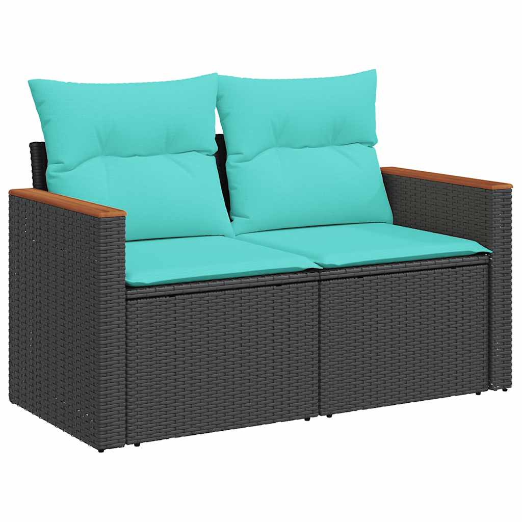 sofasæt til haven 7 dele med hynder polyrattan sort - Image 5