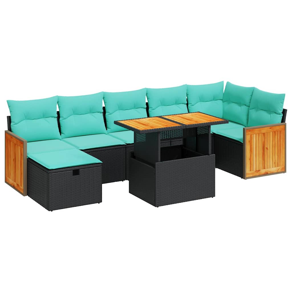 sofasæt til haven 8 dele med hynder polyrattan akacietræ grå - Image 2