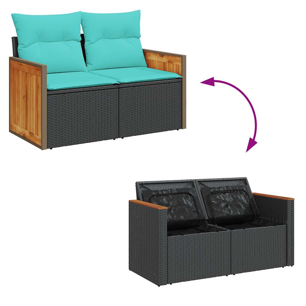 sofasæt til haven 8 dele med hynder polyrattan akacietræ grå - Image 9