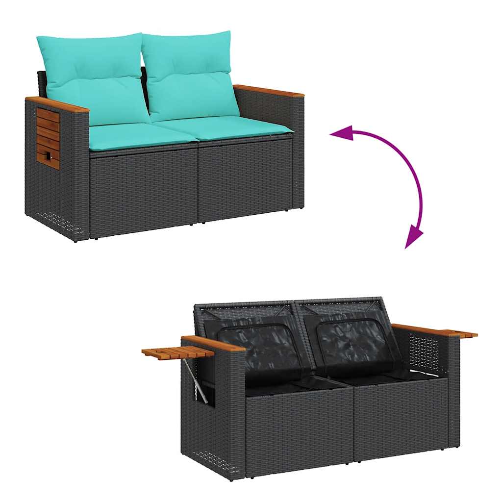sofasæt til haven 8 dele med hynder polyrattan akacietræ grå - Image 9