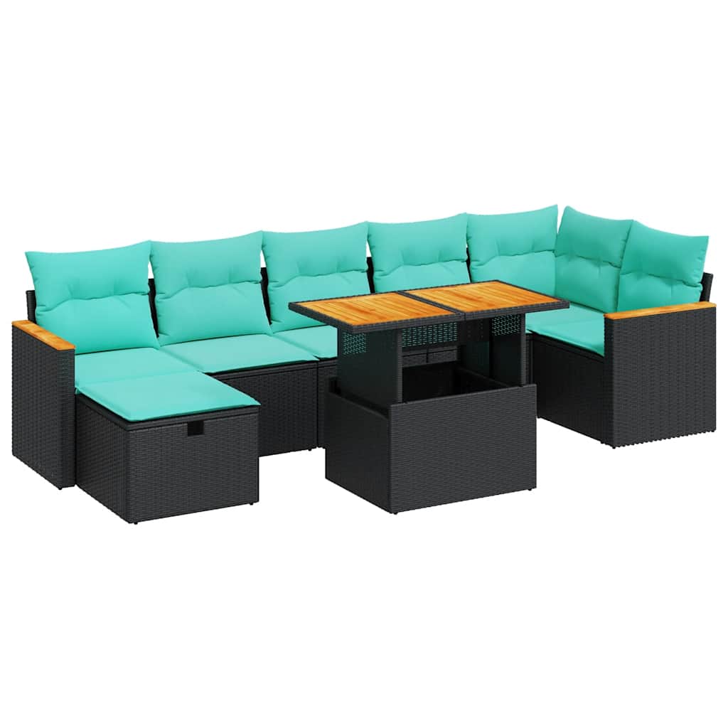 sofasæt til haven 8 dele med hynder polyrattan akacietræ grå - Image 2