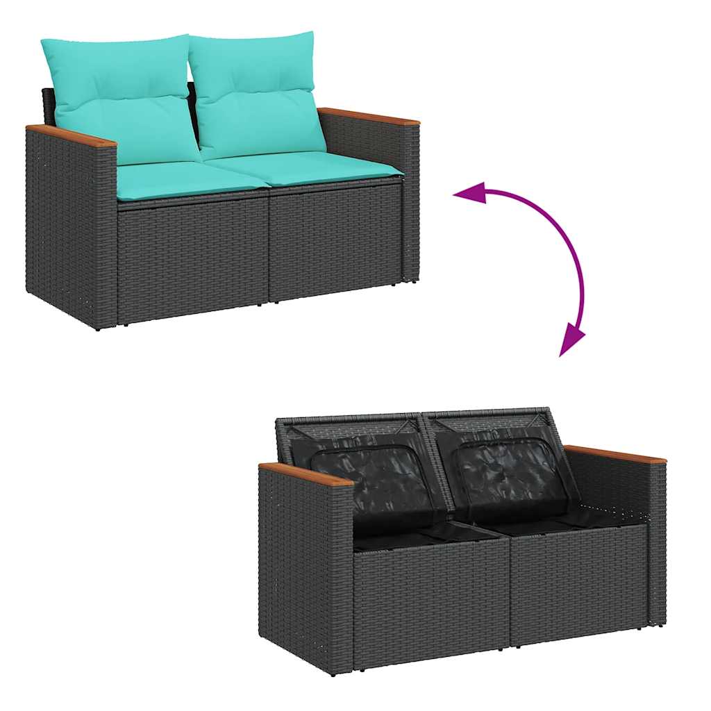 sofasæt til haven 8 dele med hynder polyrattan akacietræ grå - Image 9