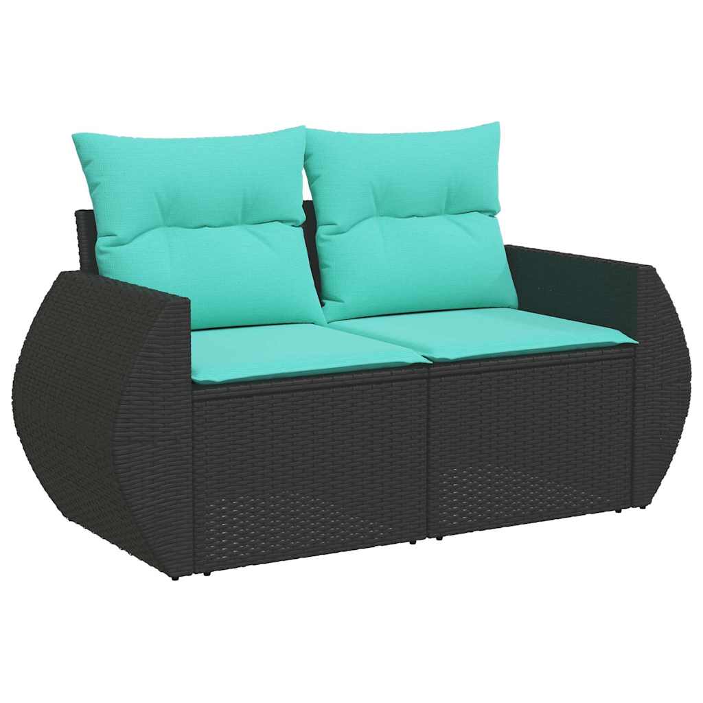 sofasæt til haven 8 dele med hynder polyrattan akacietræ sort - Image 5