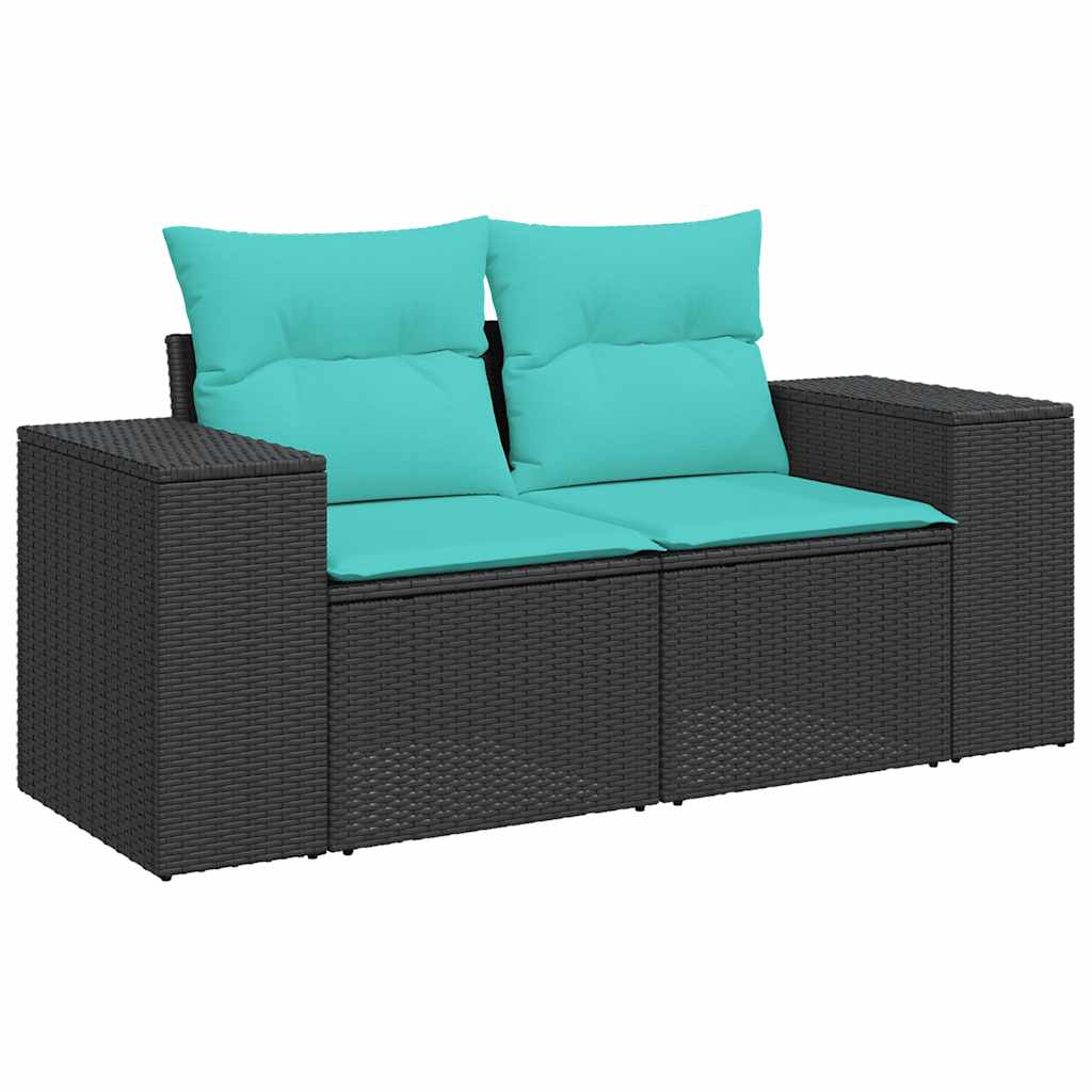 sofasæt til haven 8 dele med hynder polyrattan sort - Image 5