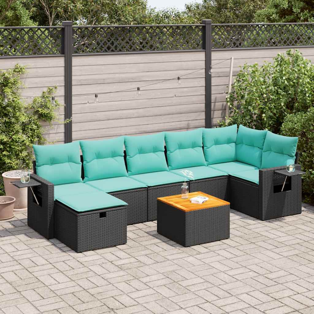 sofasæt til haven 8 dele med hynder polyrattan sort
