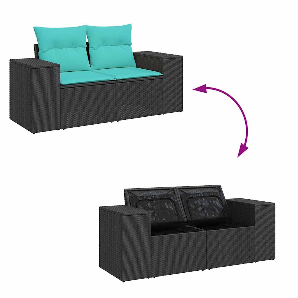 sofasæt til haven 8 dele med hynder polyrattan sort - Image 8