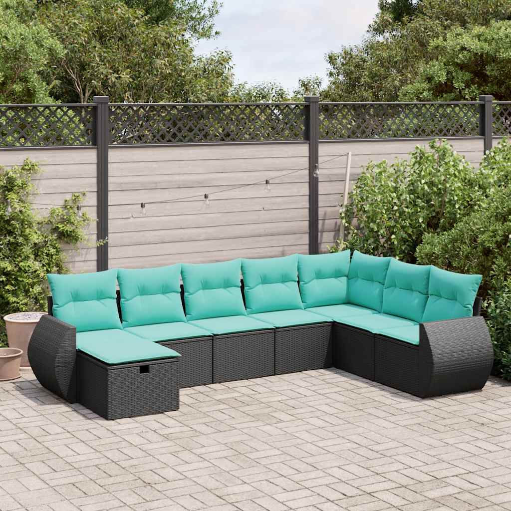 sofasæt til haven 8 dele med hynder polyrattan sort