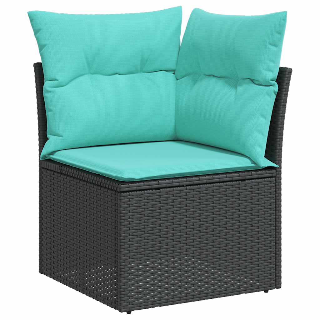sofasæt til haven 8 dele med hynder polyrattan sort - Image 4
