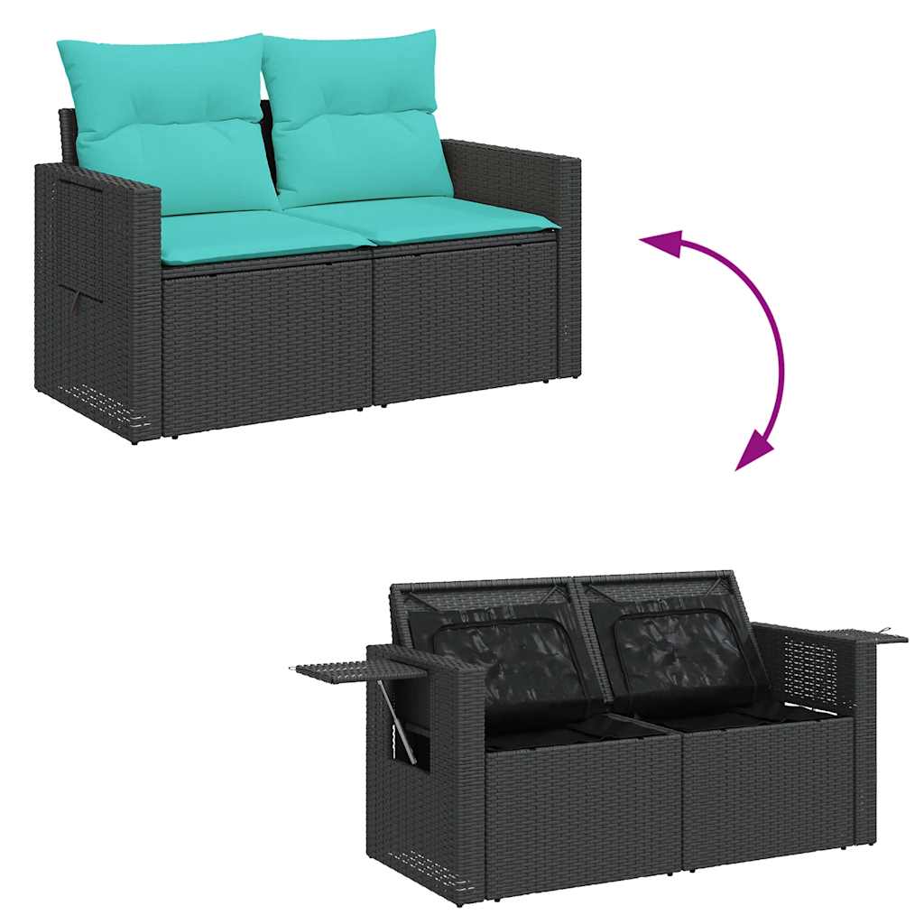 sofasæt til haven 9 dele med hynder polyrattan sort - Image 10